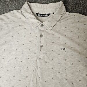 Travis Mathew Men's Golf Polo Shirt Size XXL Gray Geometric Arrow Pattern